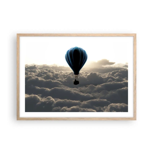 Póster en marco roble claro - Un viajero por encima de las nubes - 70x50 cm