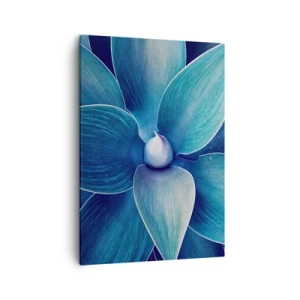 Cuadro sobre lienzo - Impresión de Imagen - Primer plano de una flor abstracta en tonos azules. - 50x70cm - Azul del cielo - Decoración de pared moderna para salón y dormitorio ARTTOR