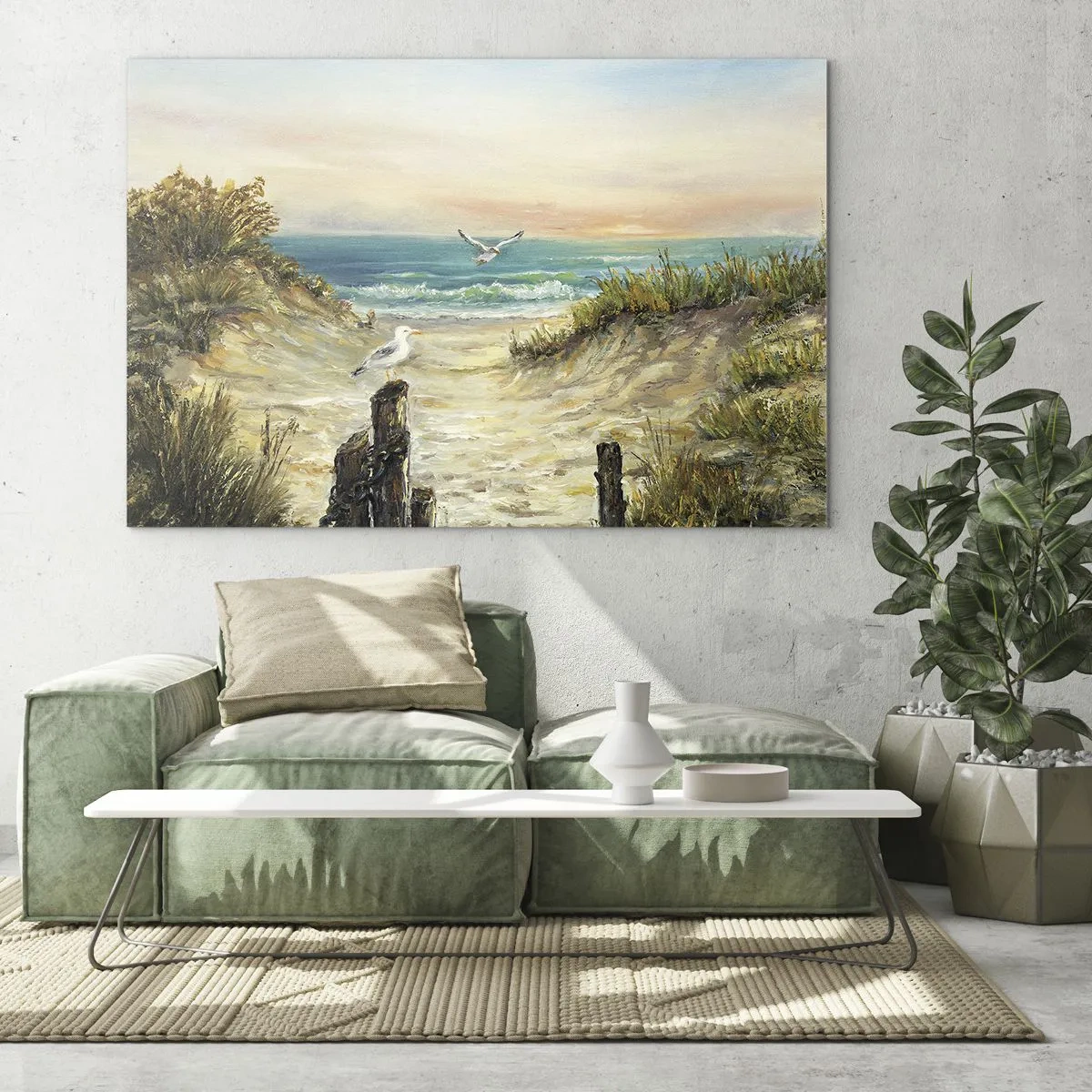 Cuadro sobre vidrio - Impresiones sobre Vidrio - Retiro sin viento - 70x50cm - Un retiro ventoso - Decoración de pared moderna para salón y dormitorio ARTTOR