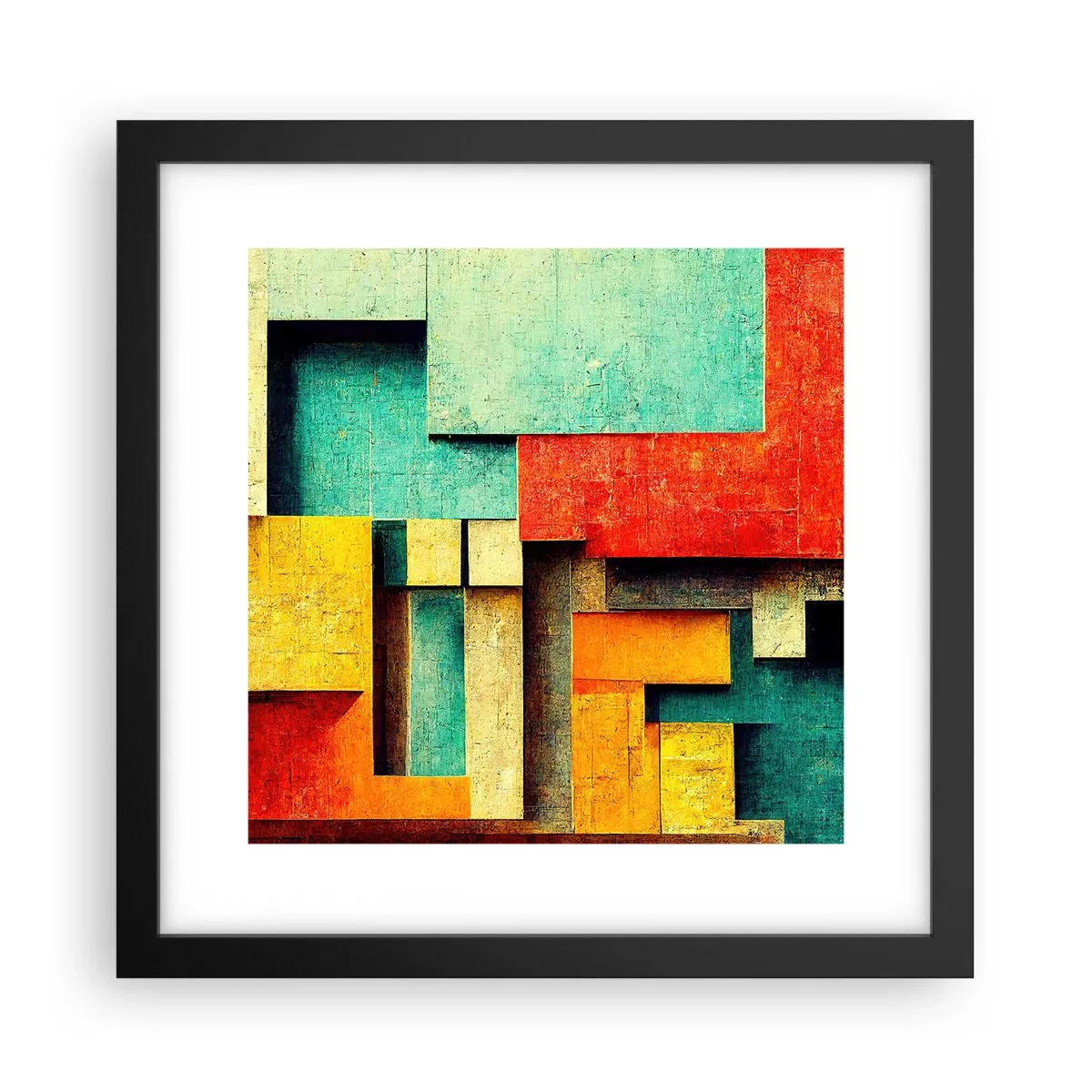Póster en marco negro - Festival de ángulos rectos - 30x30 cm