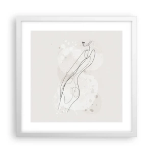 Póster en marco blanco - Una mirada no dice nada y al mismo tiempo lo dice todo - 40x40 cm