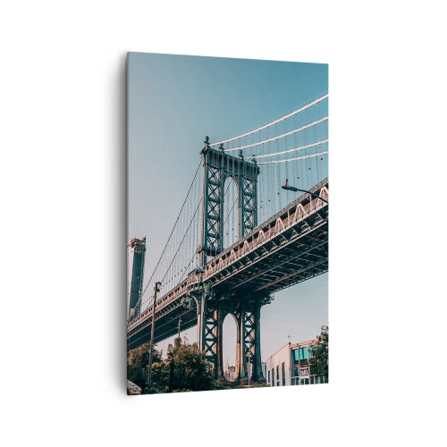 Cuadro sobre lienzo - Impresión de Imagen - Un puente entre edificios en un paisaje urbano - 80x120cm - Sobre el fluir de la ciudad - Decoración de pared moderna para salón y dormitorio ARTTOR