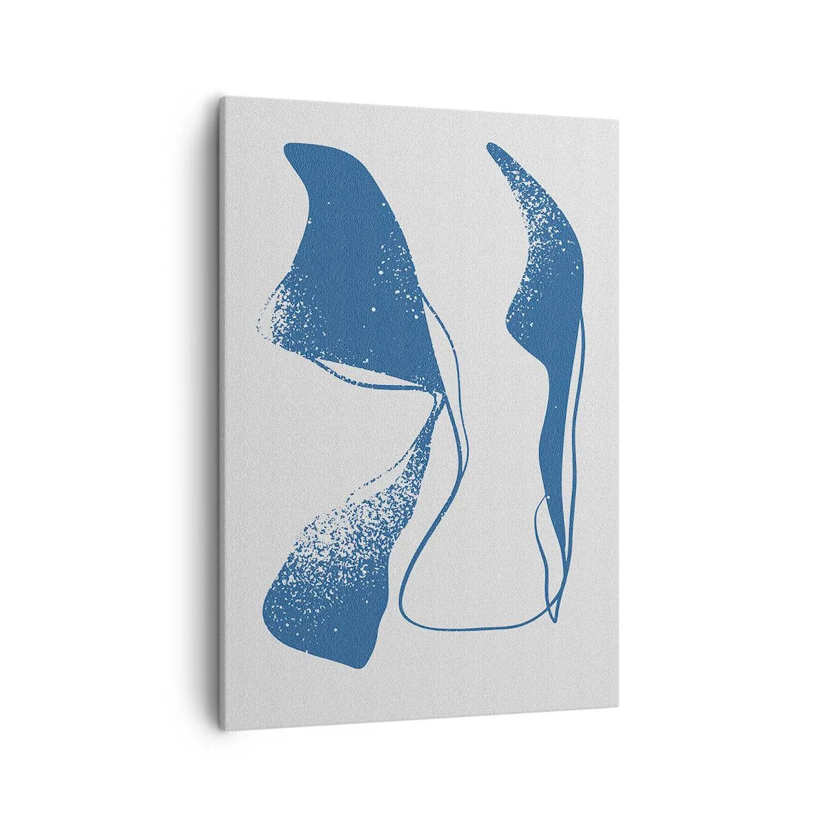 Cuadro sobre lienzo - Impresión de Imagen - Formas abstractas en tonos azules sobre un fondo blanco. - 50x70cm - Abstracción con alas - Decoración de pared moderna para salón y dormitorio ARTTOR