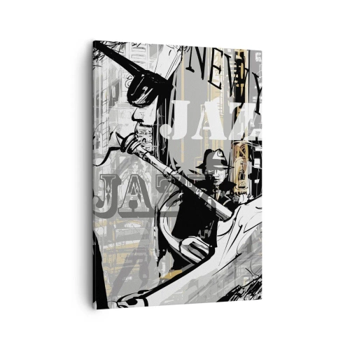 Cuadro sobre lienzo - Impresión de Imagen - Escena de jazz de Nueva York - 50x70cm - Al ritmo de Nueva York - Decoración de pared moderna para salón y dormitorio ARTTOR