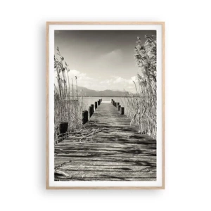 Póster en marco roble claro - En la quietud de los juncos - 70x100 cm