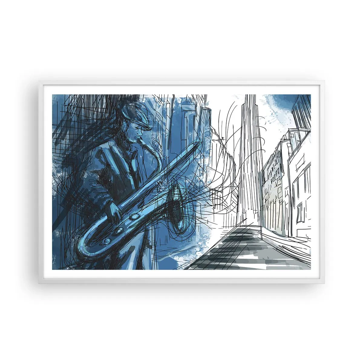 Póster en marco blanco - Rapsodia urbana - 100x70 cm