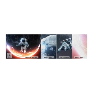 Muestra de fotomural Premium Canvas - ¿Puedo quedarme un rato más? - Astronauta, Cosmos, Cosmonauta - 100x30 cm