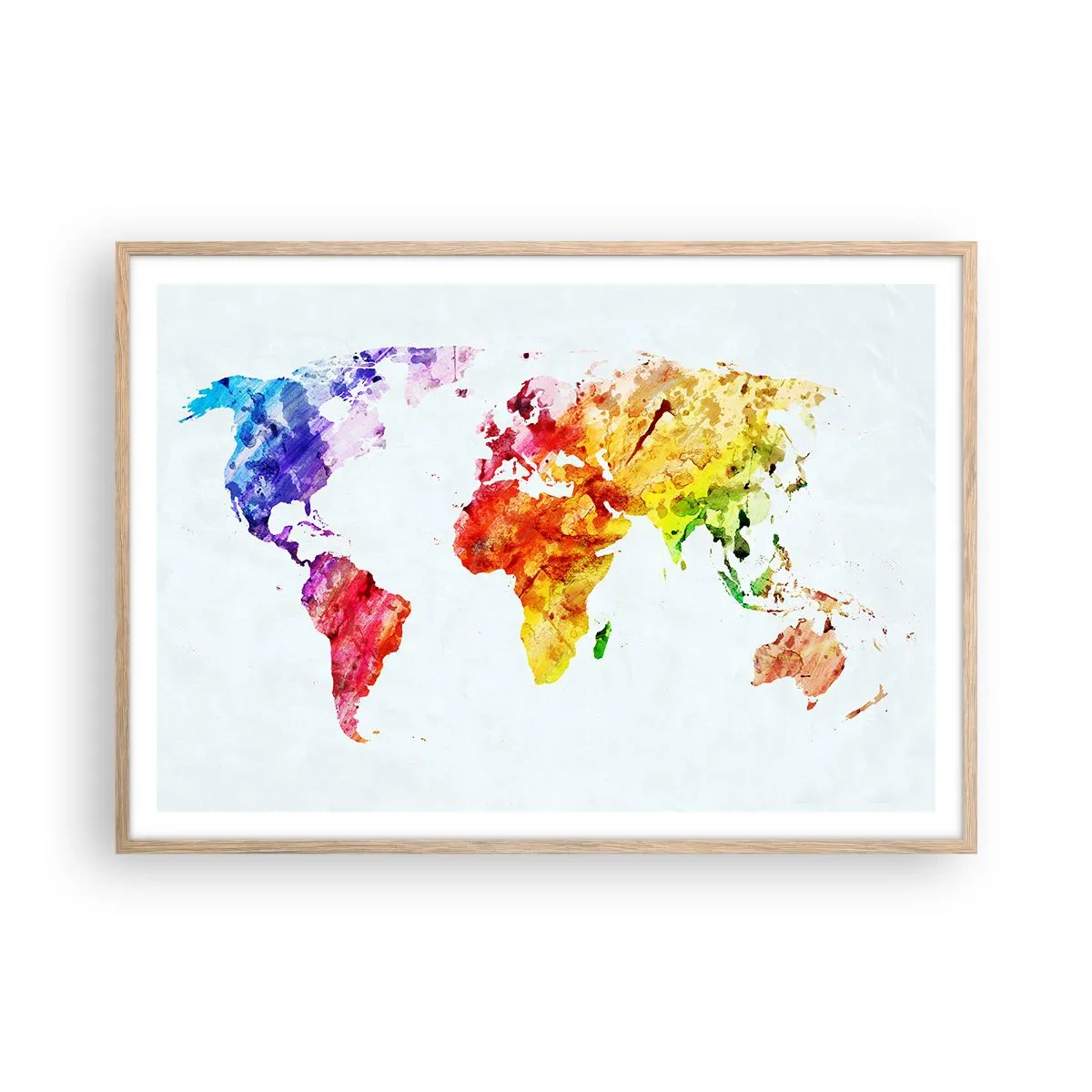 Póster en marco roble claro - Todos los colores del mundo - 100x70 cm