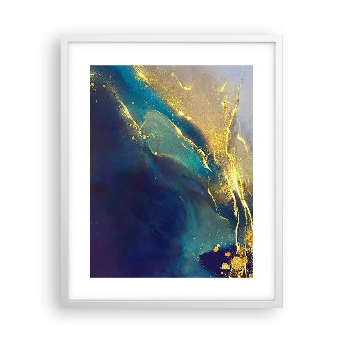 Póster en marco blanco - Inundación dorada - 40x50 cm