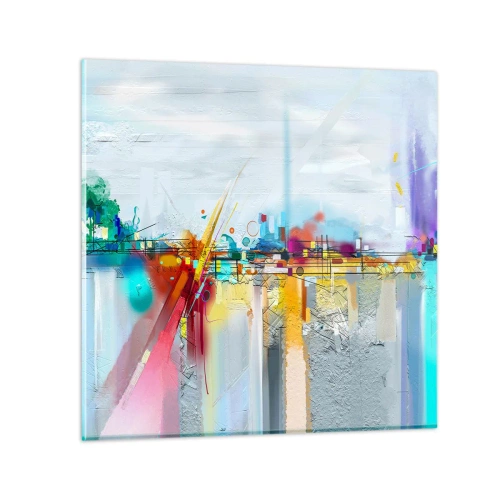 Cuadro sobre vidrio - Impresiones sobre Vidrio - Un puente de alegría sobre el río de la vida - 50x50 cm