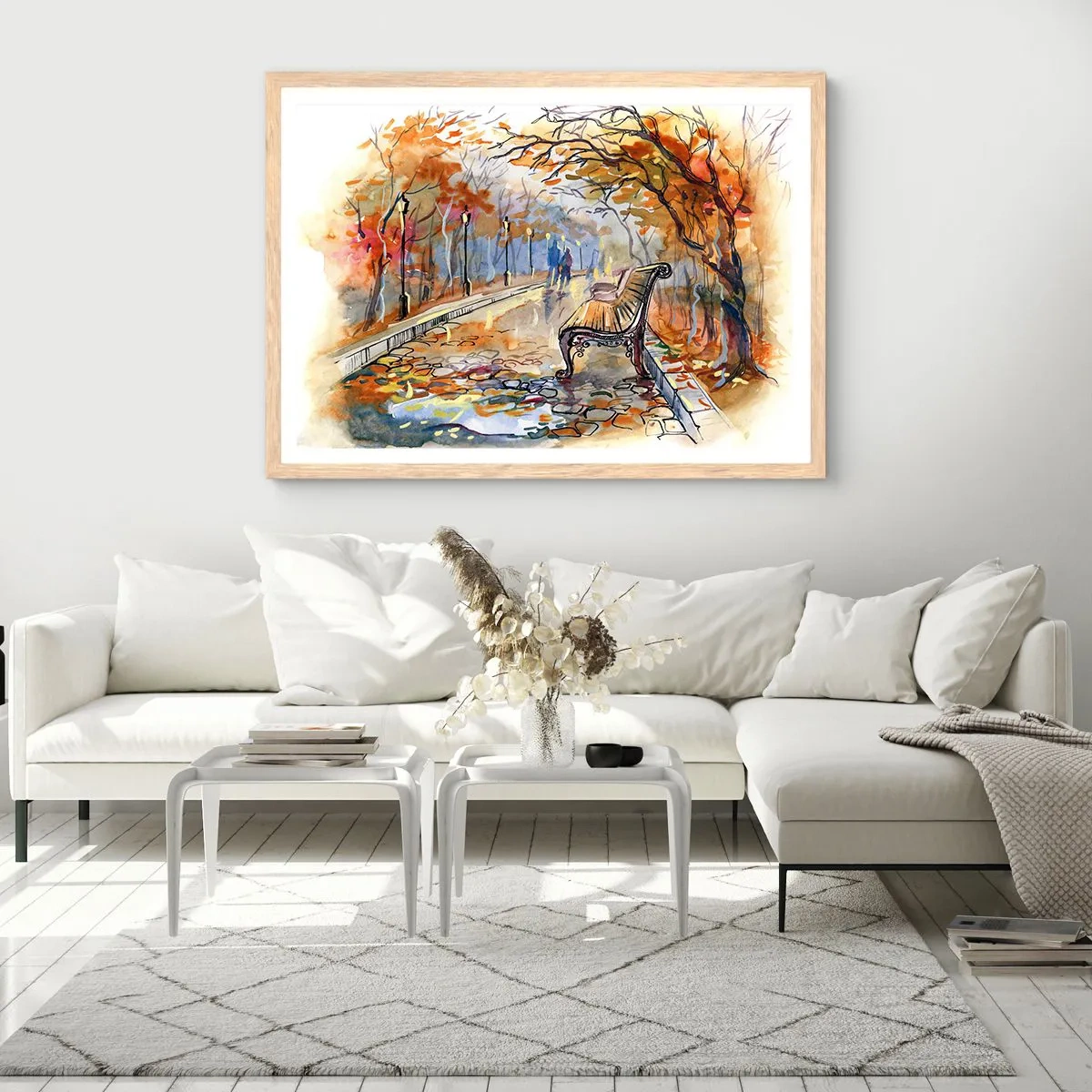 Póster en marco roble claro - Caminemos juntos hacia el otoño - 91x61 cm