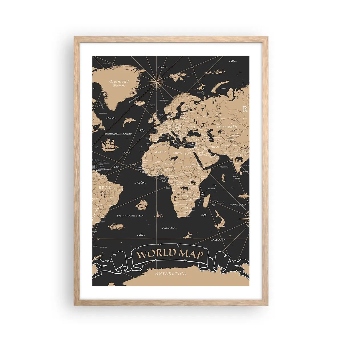 Póster en marco roble claro - Las fronteras de mi mundo - 50x70 cm