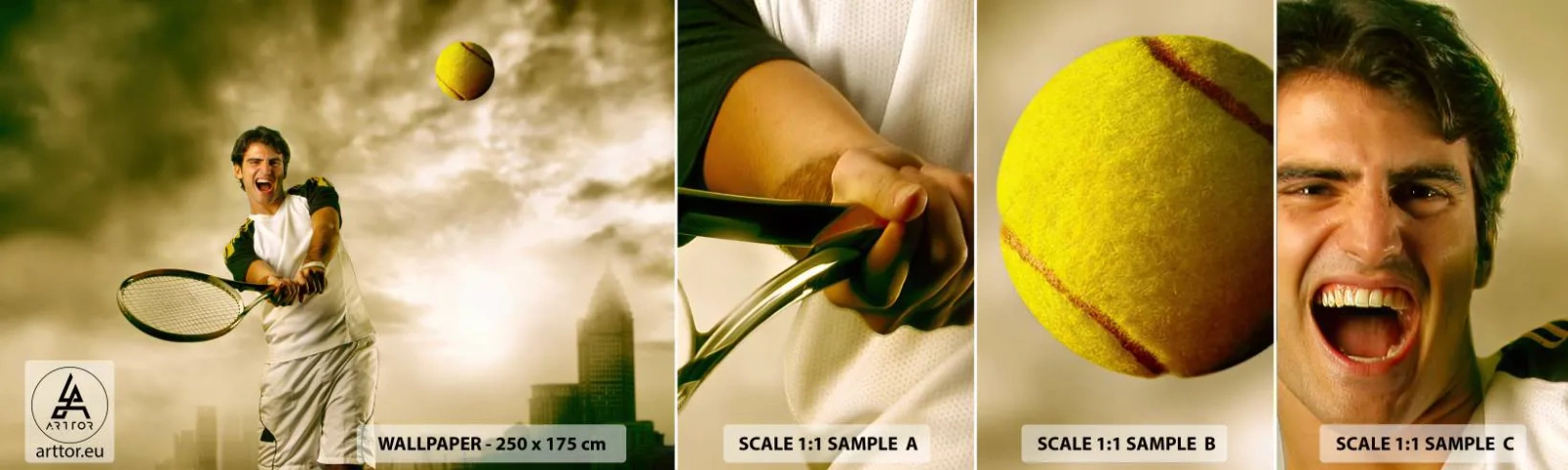 Muestra De Fotomural Standard Eco - Energía y alegría - Deporte, Tenis, Tenista - 100x30 cm