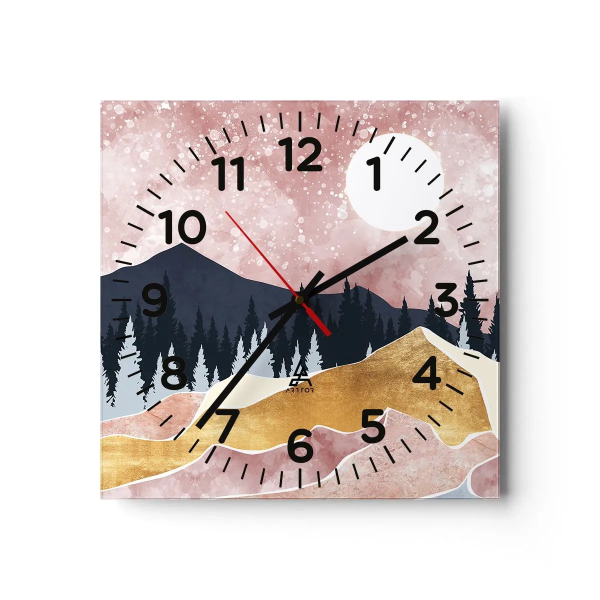 Reloj de pared - Reloj de vidrio - Vigilancia nocturna - 30x30 cm