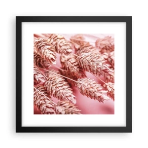 Póster en marco negro - Estructura floral en rosa - 30x30 cm
