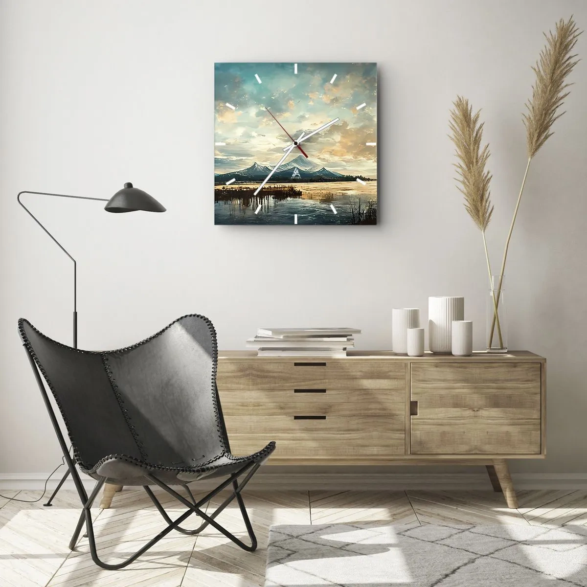 Reloj de pared - Reloj de vidrio - Bajo la protección del cielo - 40x40 cm