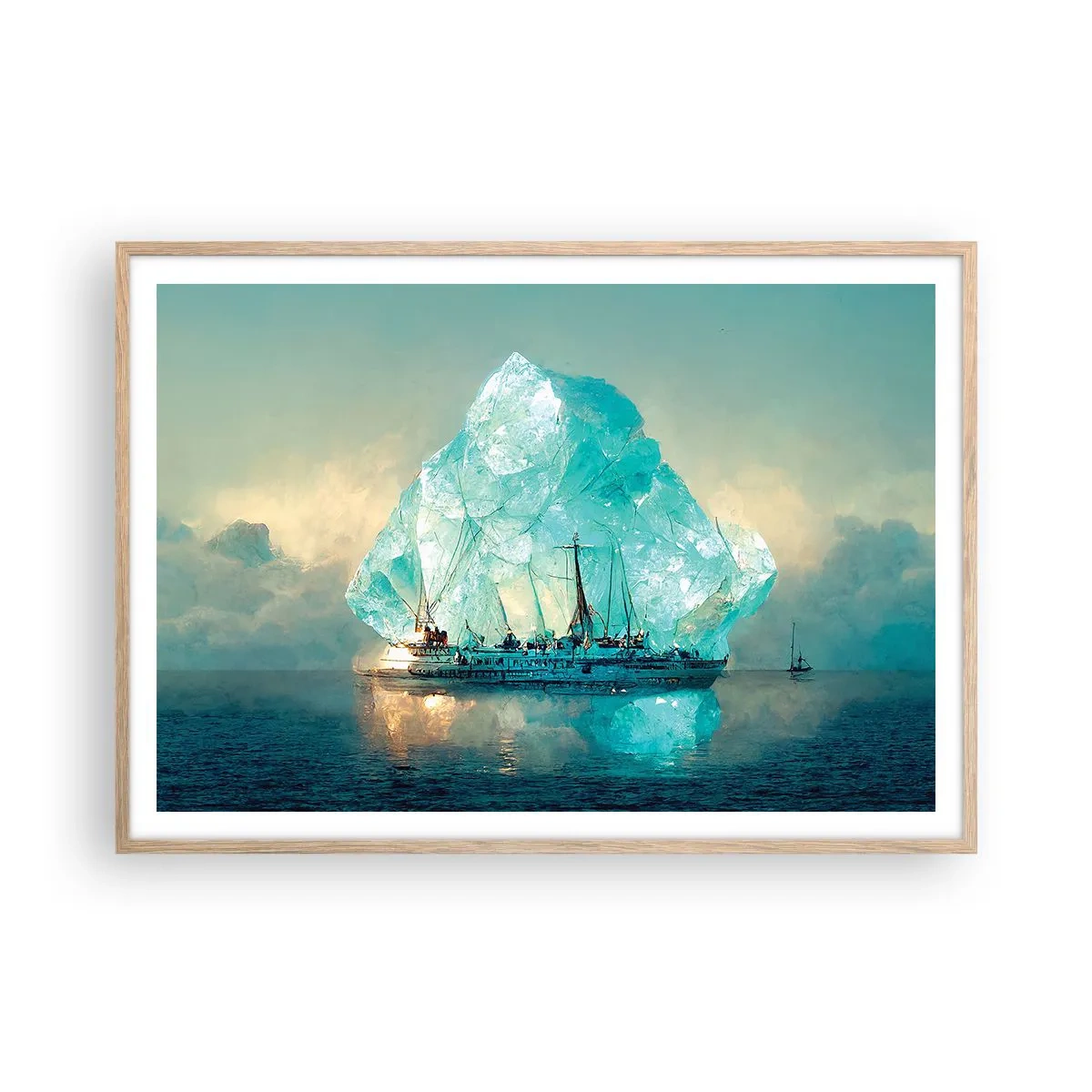 Póster en marco roble claro - Diamante ártico - 100x70 cm