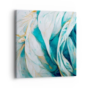 Cuadro sobre lienzo - Impresión de Imagen - Abstracción azul con motivos dorados - 30x30 cm