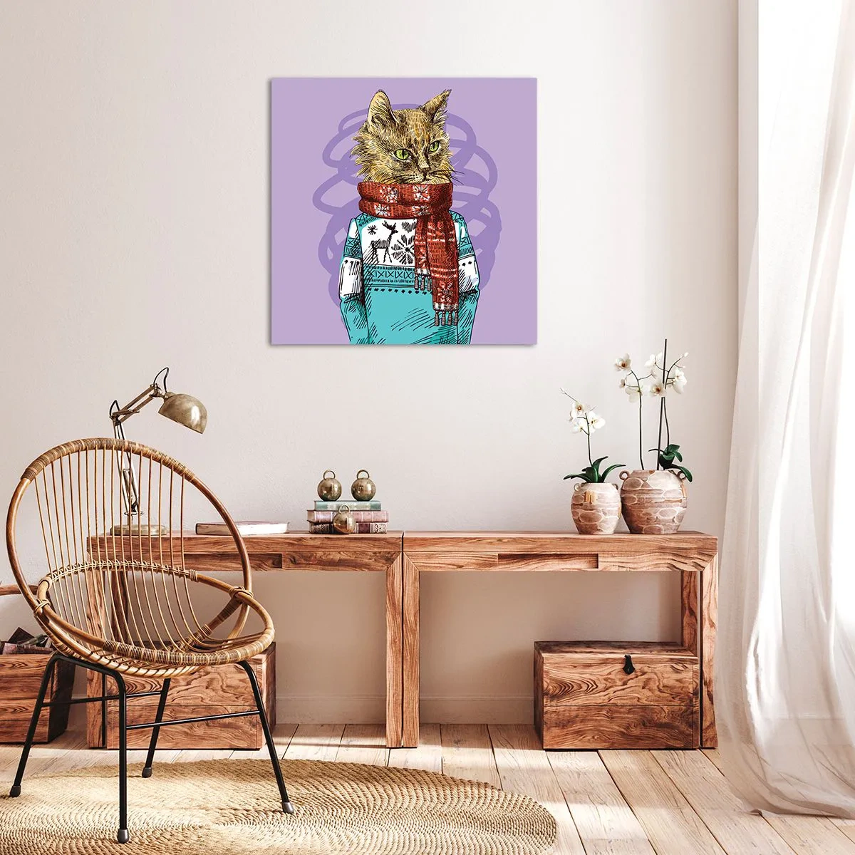Cuadro sobre lienzo - Impresión de Imagen - El gato no solo tenía botas - 40x40 cm