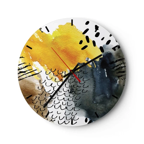 Reloj de pared - Reloj de vidrio - Reunión de los elementos - 40x40 cm