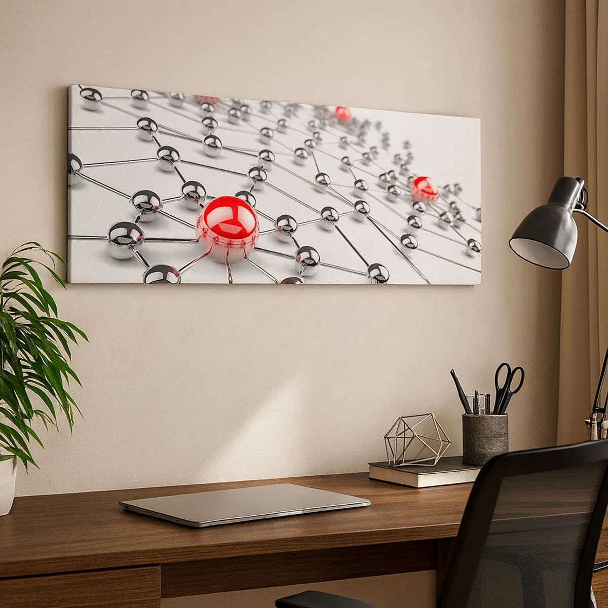 Cuadro sobre lienzo - Impresión de Imagen - Una red plateada - 100x40 cm