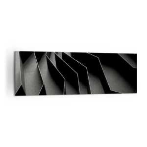 Cuadro sobre lienzo - Impresión de Imagen - Abstracción en blanco y negro con estructuras geométricas. - 160x50cm - Orden espacial - Decoración de pared moderna para salón y dormitorio ARTTOR
