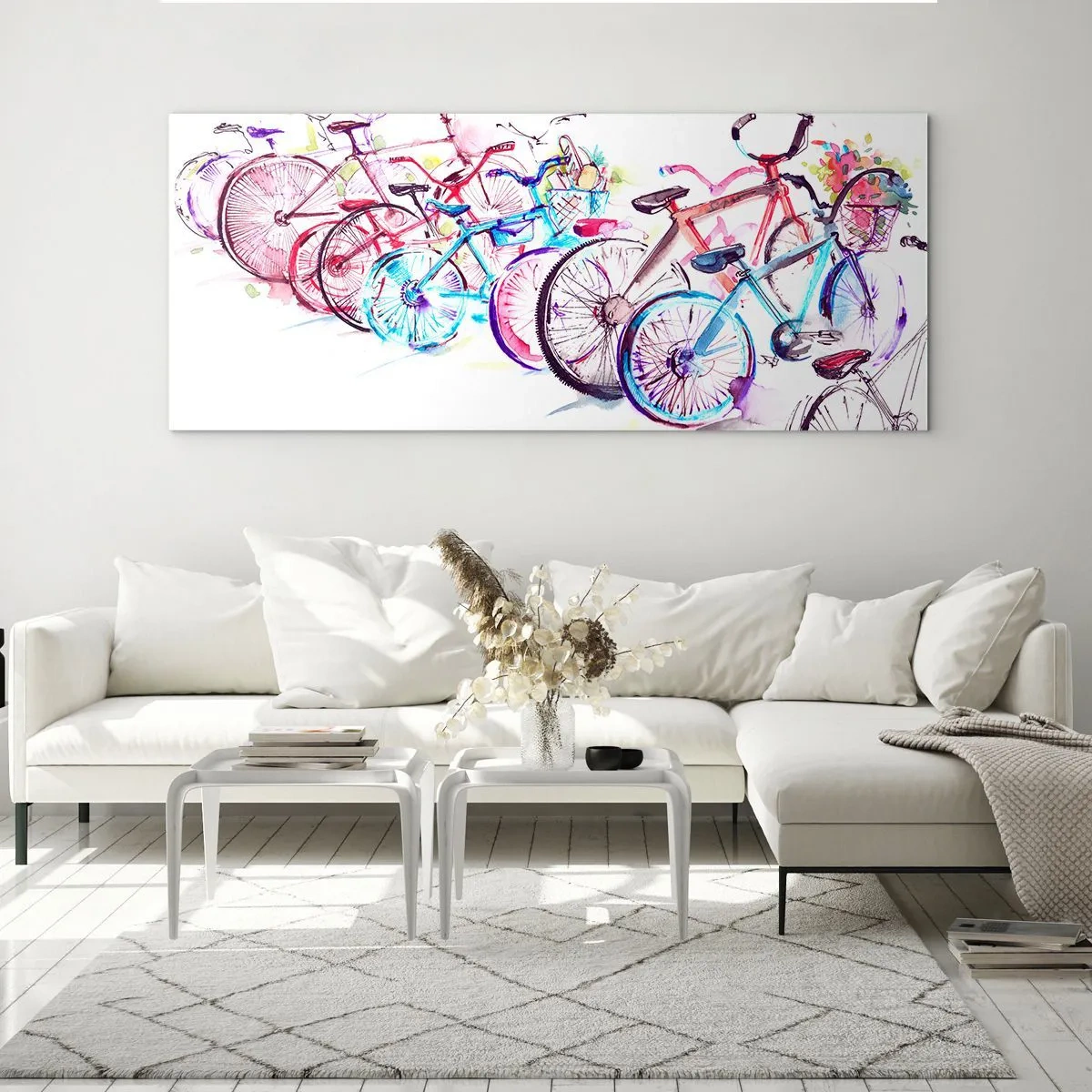 Cuadro sobre vidrio - Impresiones sobre Vidrio - Reunión de ciclistas - 90x30 cm