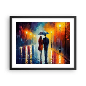 Póster en marco negro - Juntos en una noche llena de color - 50x40 cm