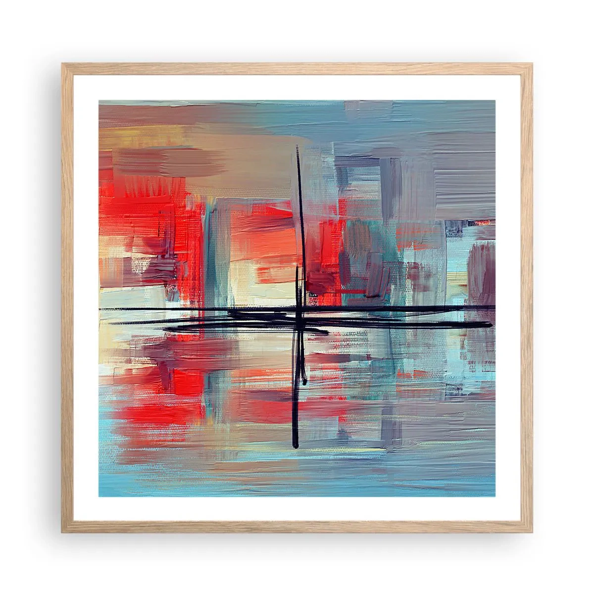 Póster en marco roble claro - Paisaje en una dimensión desconocida - 60x60 cm