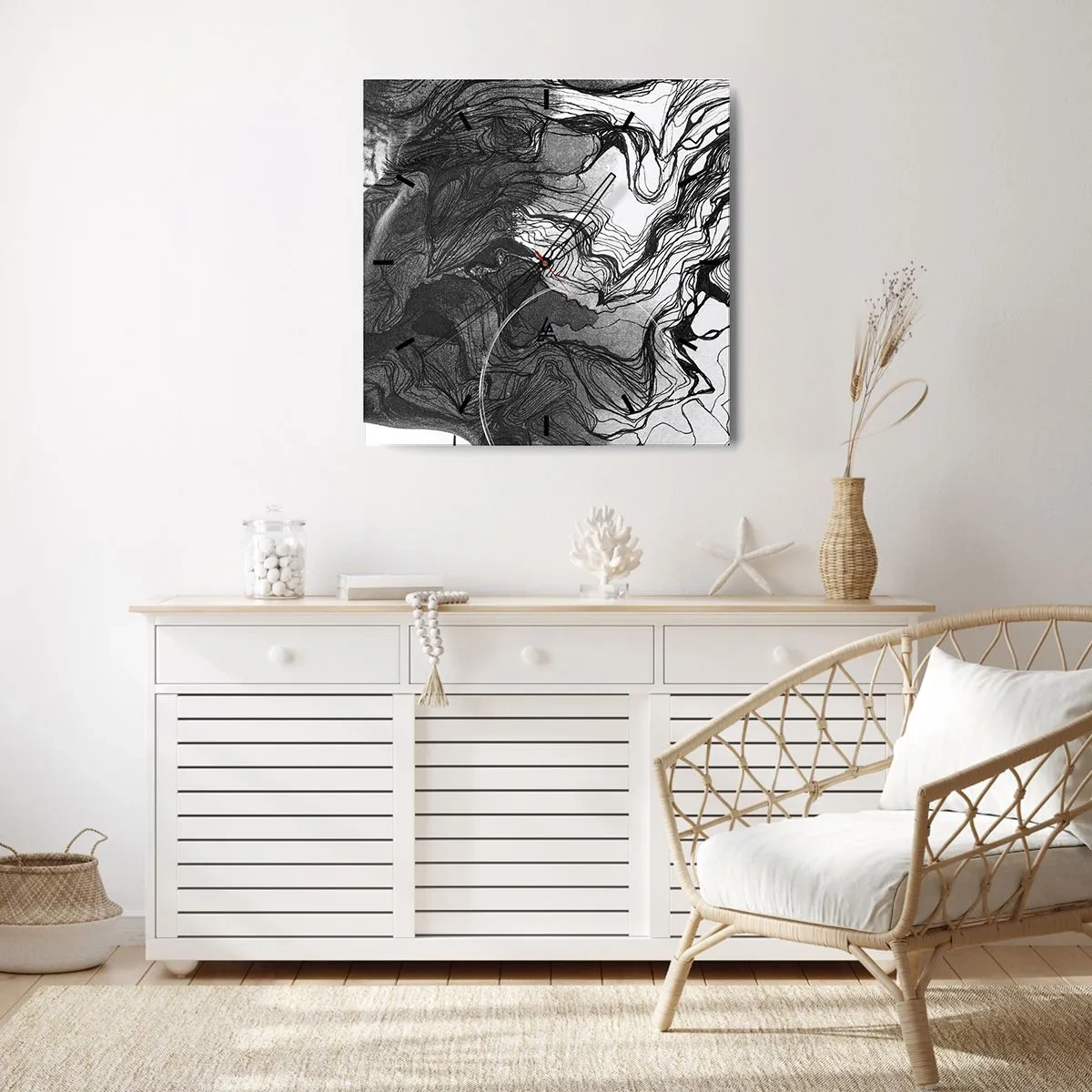 Reloj de pared - Reloj de vidrio - Enredada en sueños - 40x40 cm