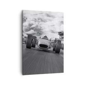 Cuadro sobre lienzo - Impresión de Imagen - Carrera de coches clásicos en movimiento - 50x70cm - ¡Hay poder! - Decoración de pared moderna para salón y dormitorio ARTTOR