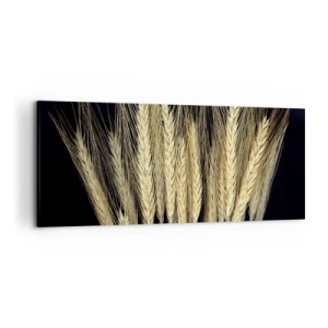 Cuadro sobre lienzo - Impresión de Imagen - Espigas de trigo sobre fondo negro en estilo rústico - 120x50cm - Magia rústica - Decoración de pared moderna para salón y dormitorio ARTTOR