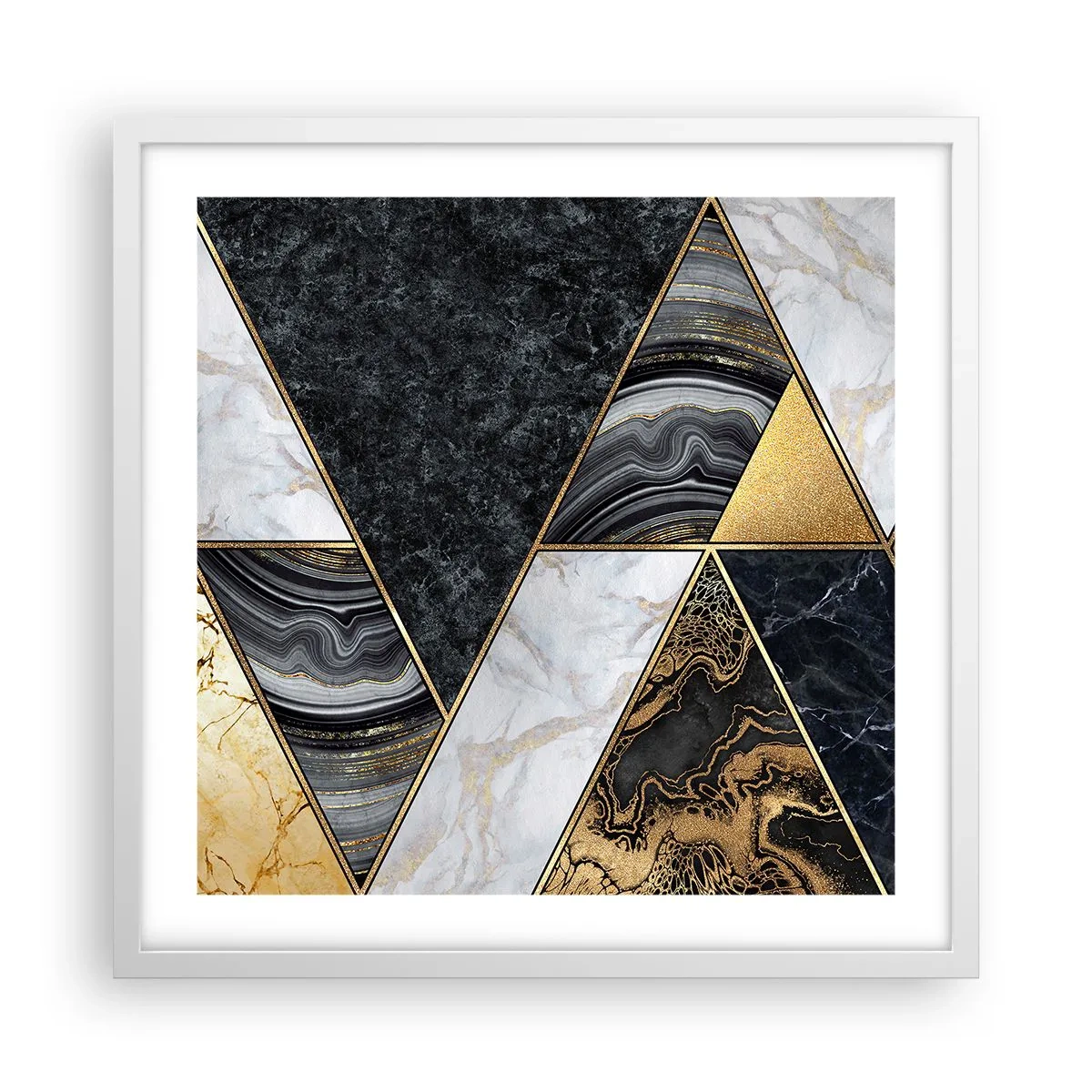 Póster en marco blanco - Collage de piedras - 50x50 cm