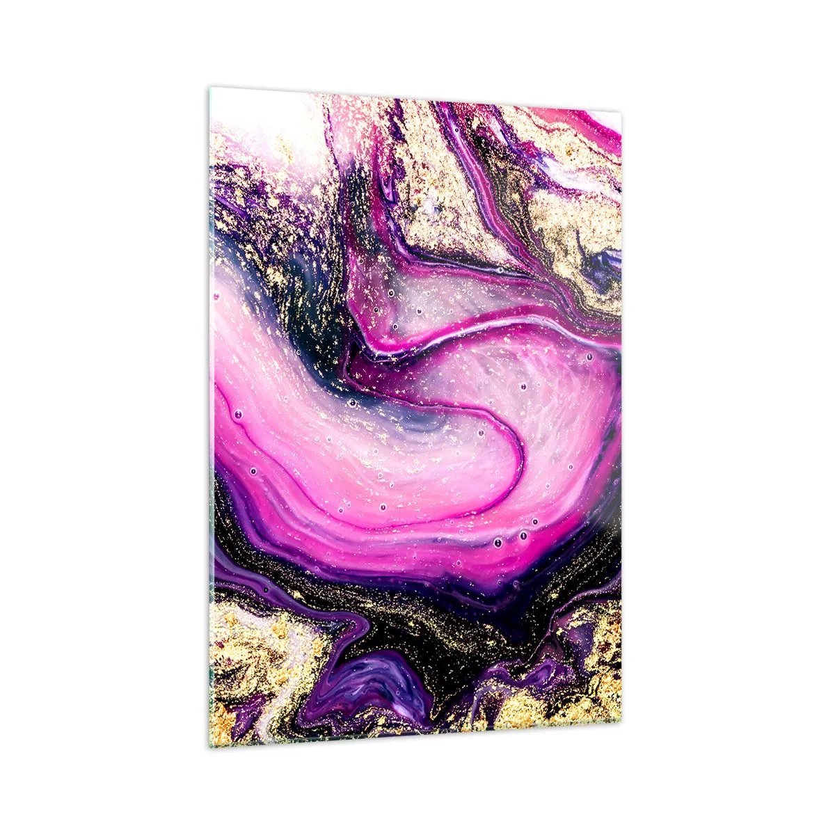 Cuadro sobre vidrio - Impresiones sobre Vidrio - Una composición abstracta en tonos morados y dorados. - 50x70cm - Un momento abstracto - Decoración de pared moderna para salón y dormitorio ARTTOR