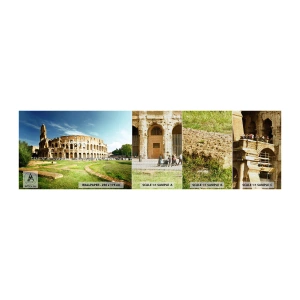 Muestra de fotomural Premium Canvas - Todavía se oye el sonido de las armas - Coliseo, Roma, Arquitectura - 100x30 cm