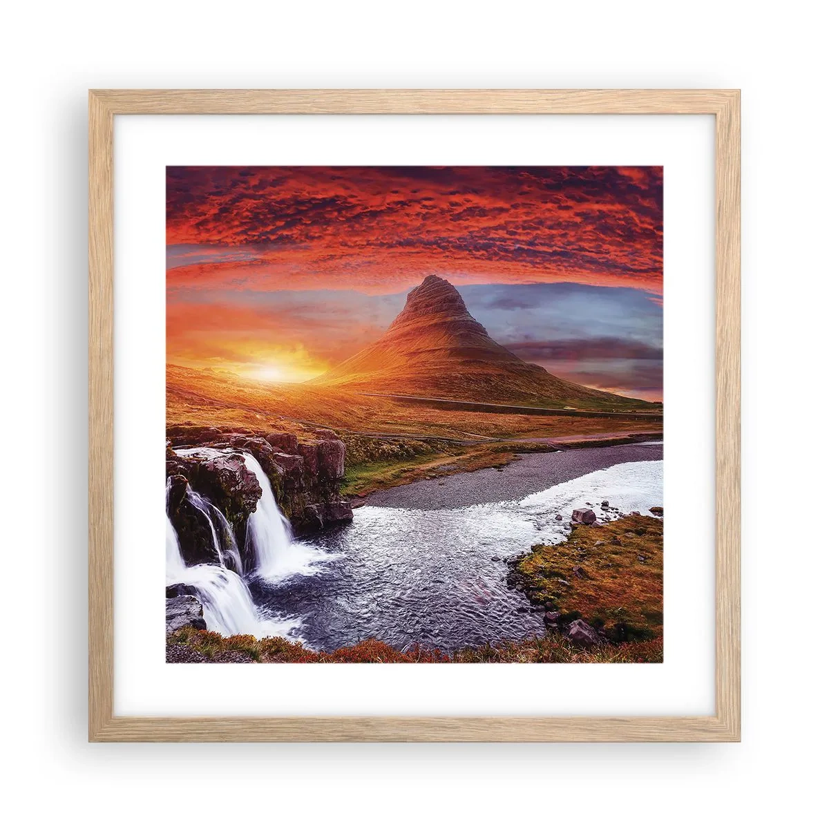 Póster en marco roble claro - Una vista de la Tierra Media - 40x40 cm