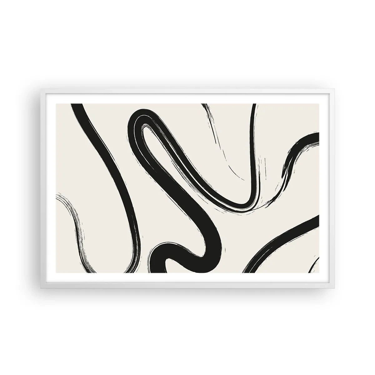 Póster en marco blanco - Fantasía en blanco y negro - 91x61 cm