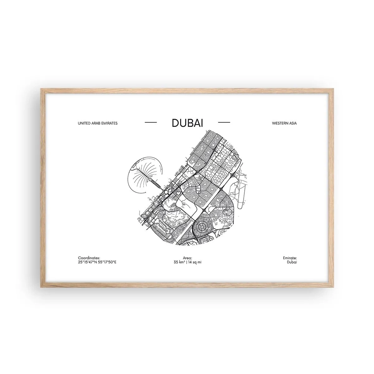 Póster en marco roble claro - Anatomía de Dubái - 91x61 cm