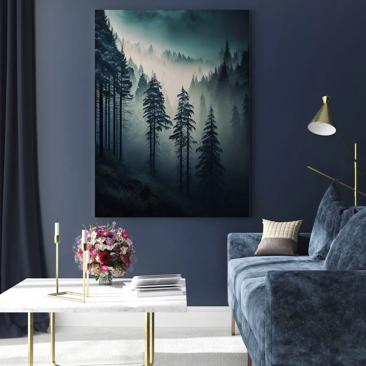 Cuadro sobre vidrio - Impresiones sobre Vidrio - Mañana de montaña - 80x120 cm