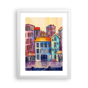 Póster en marco blanco - Una ciudad como un cuento de hadas - 30x40 cm
