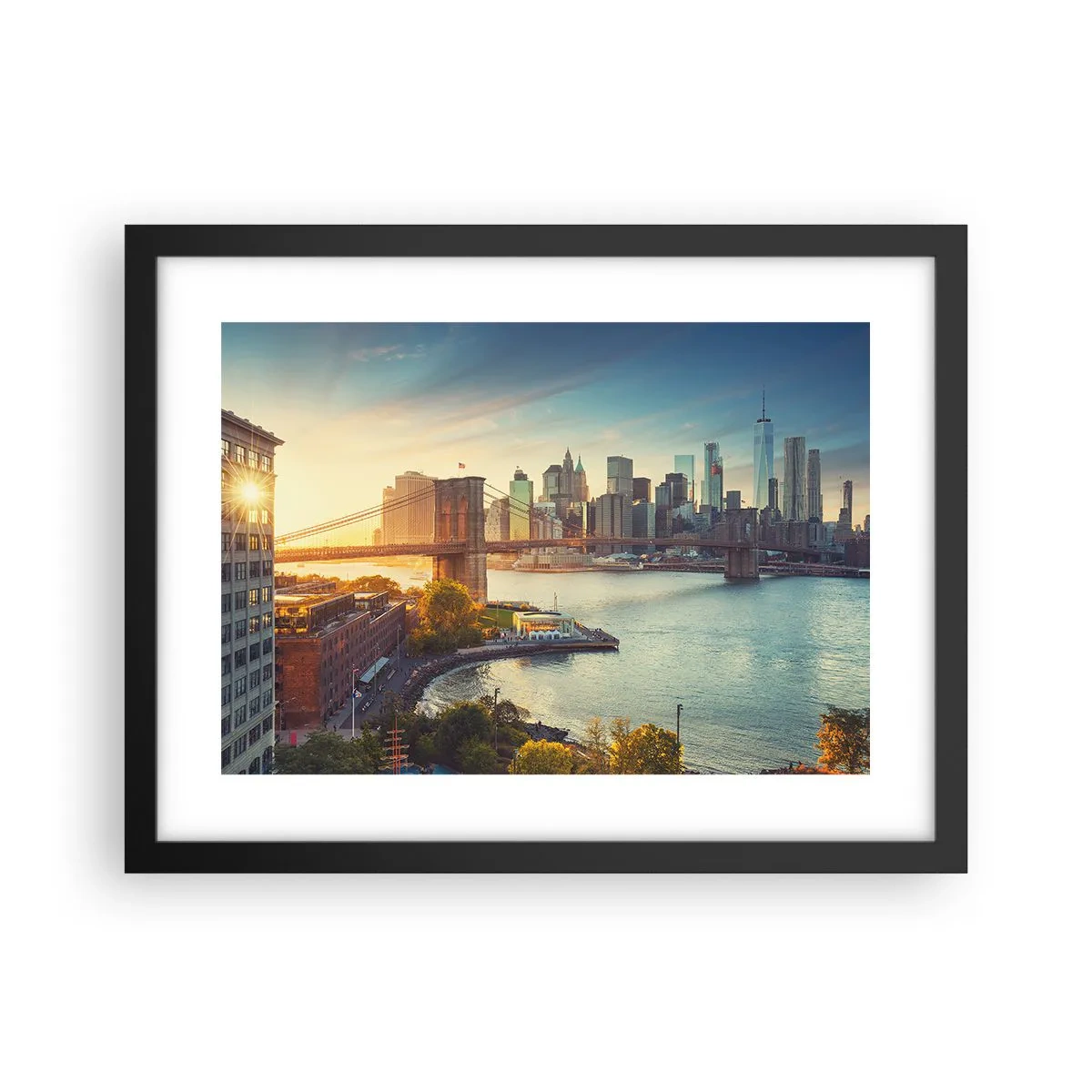 Póster en marco negro - El amanecer de la gran ciudad - 40x30 cm