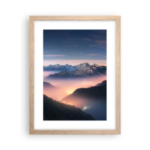Póster en marco roble claro - Luz en los valles - 30x40 cm