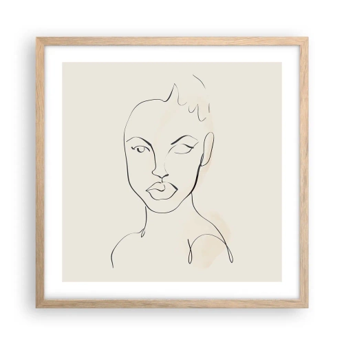 Póster en marco roble claro - Un esbozo de sensualidad - 50x50 cm