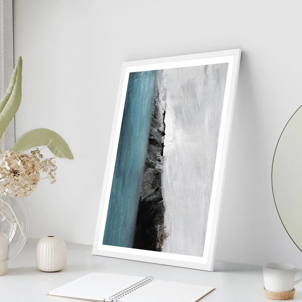 Póster en marco blanco - Agua - tierra: un choque de elementos - 30x40 cm