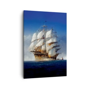 Cuadro sobre lienzo - Impresión de Imagen - Un velero en mar abierto bajo un cielo azul. - 50x70cm - La gran gloria - Decoración de pared moderna para salón y dormitorio ARTTOR