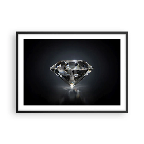 Póster en marco negro - Una interpretación artística de un diamante sobre un fondo oscuro. - 70x50cm - Riqueza y belleza - Decoración de pared moderna para salón y dormitorio ARTTOR
