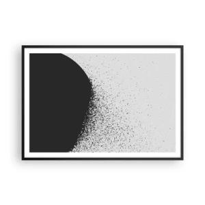 Póster en marco negro - Patrón abstracto con partículas negras sobre un fondo claro - 100x70cm - El movimiento de las partículas - Decoración de pared moderna para salón y dormitorio ARTTOR