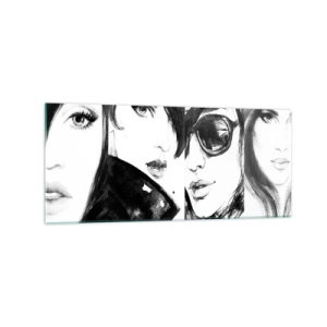 Cuadro sobre vidrio - Impresiones sobre Vidrio - Retratos elegantes de mujeres en tonos monocromáticos. - 120x50cm - La belleza multiplicada - Decoración de pared moderna para salón y dormitorio ARTTOR