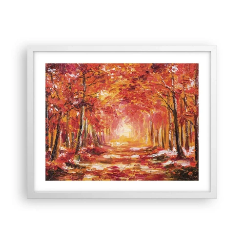 Póster en marco blanco - Bosque de cobre - 50x40 cm