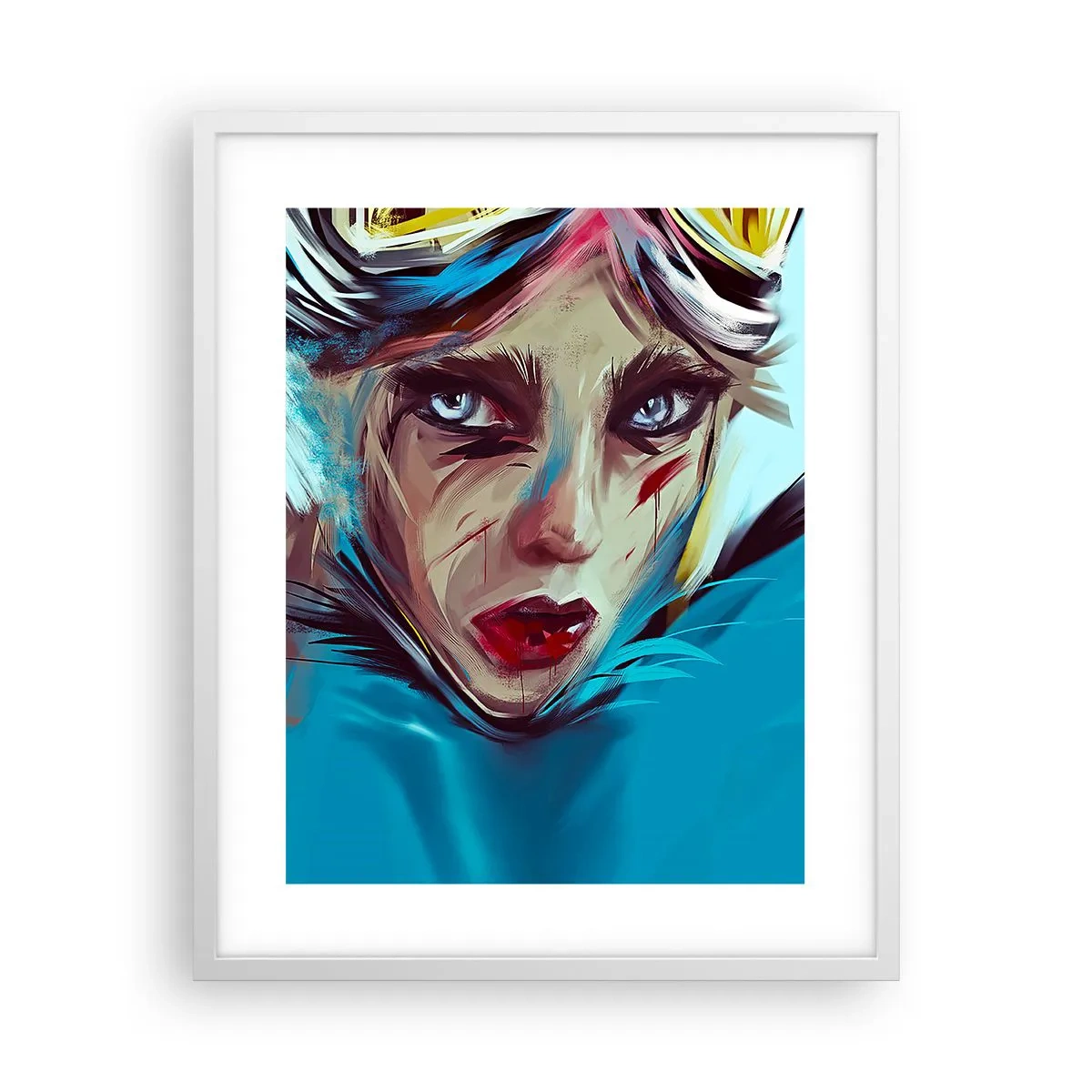 Póster en marco blanco - Guerrera colorida - 40x50 cm